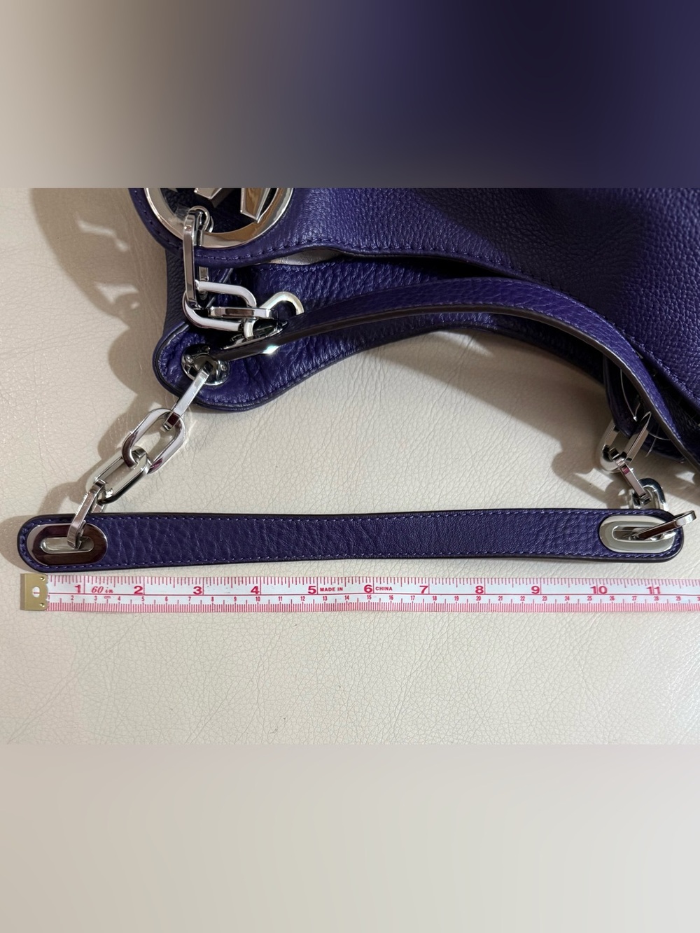 Michael Kors Purple Leather Shoulder Bag with Silver Hardware - Picture 11 of 12